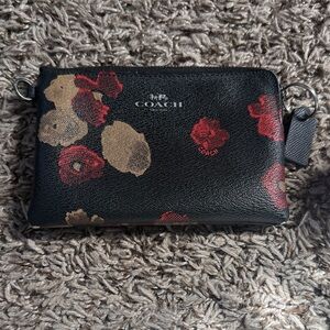 Coach Black and Red Floral Clutch